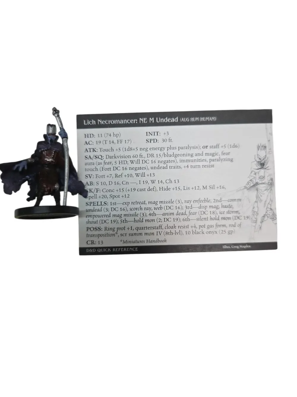 Lich Necromancer 53/72 W/ STAT CARD Dungeons and Dragons Giants of Legend
